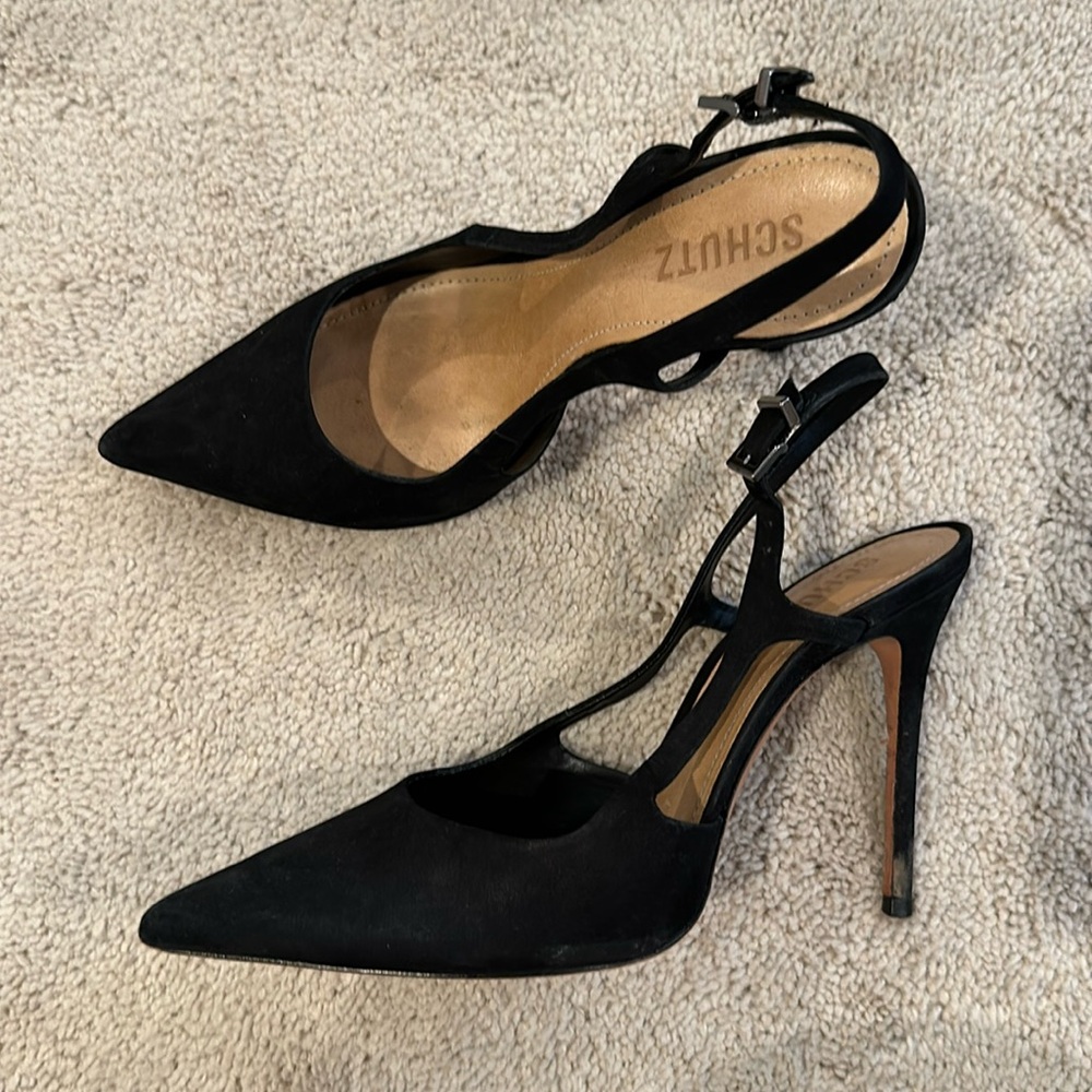 Schutz 8.5B Black Strappy Heel